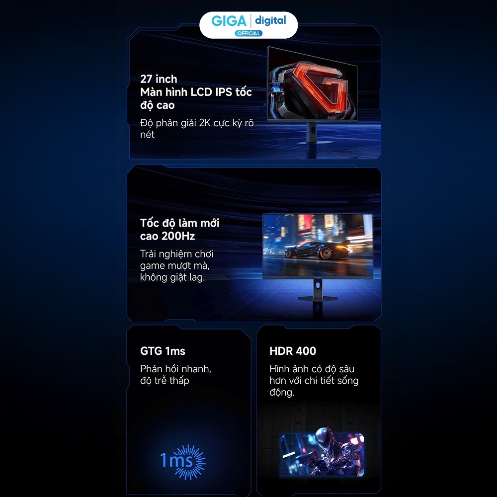 Màn hình Gaming Xiaomi 2K Gaming Monitor G27Qi 2026 ELA6556EU - Màn hình LCD IPS - Tần số quét 200Hz - GTG 1ms | BigBuy360 - bigbuy360.vn