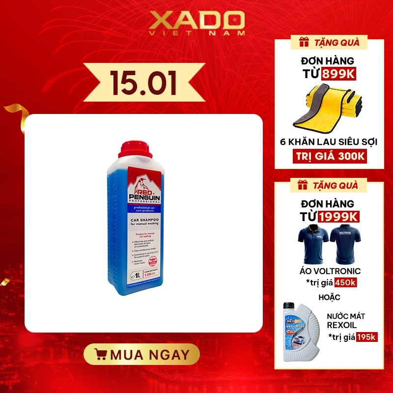 Nước rửa xe nhập khẩu XADO red penguin car shampoo for manual car washing 1l - XADO store offcial - 