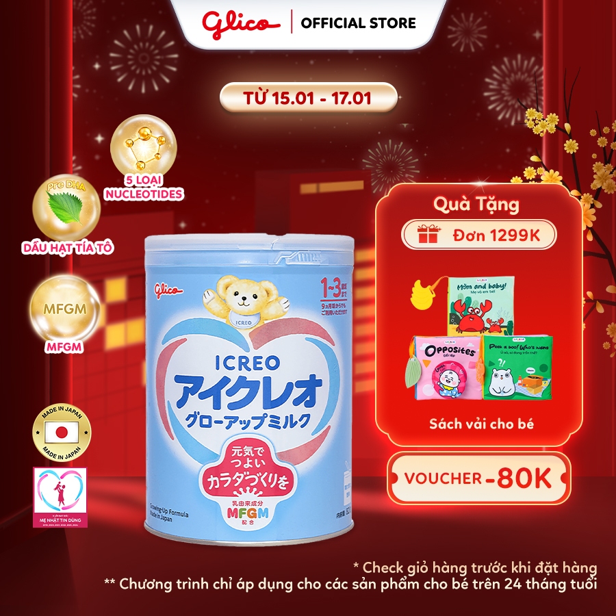 [NHẬP MÃ MCPDPVFMCG112 - VOUCHER 17%] Sữa Bột Công Thức Cho Bé Glico Icreo Grow-Up (Icreo Số 1) Nhật
