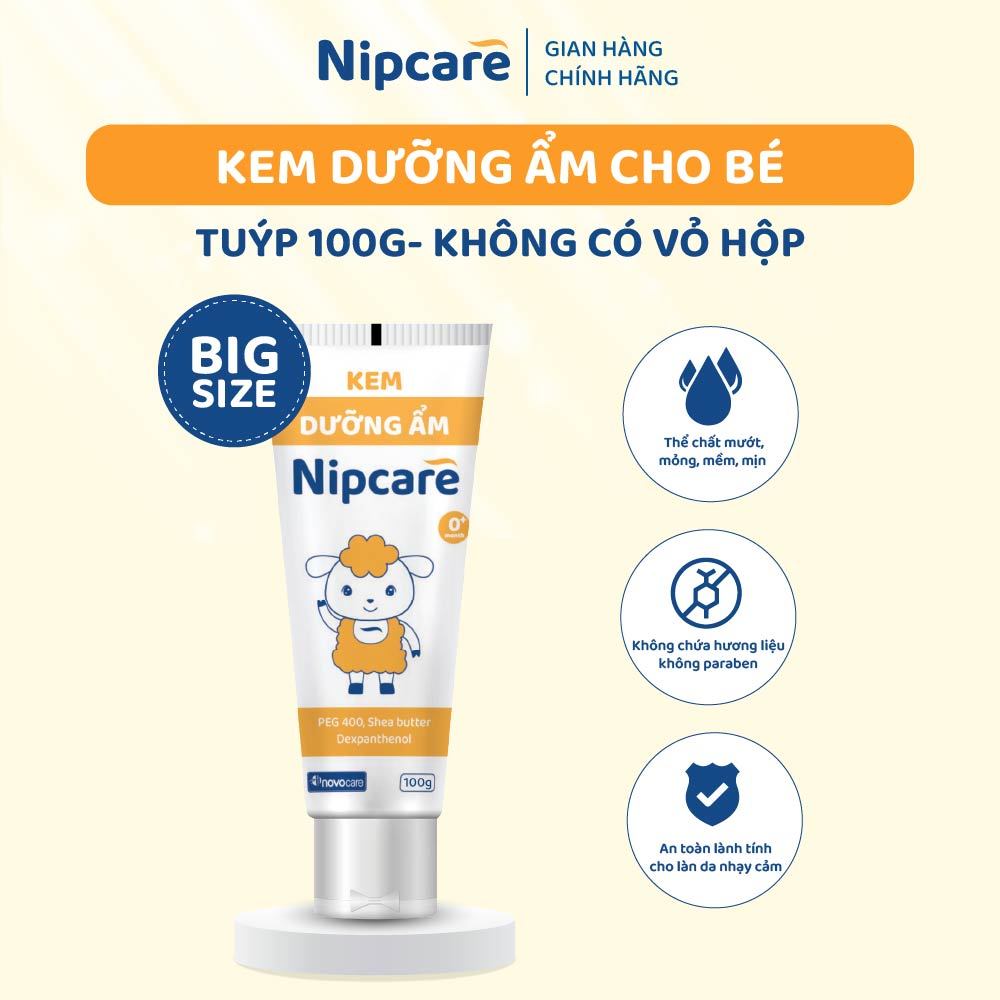 Kem dưỡng ẩm Nipcare Novocare TUÝP 100g - dưỡng ẩm cho da khô, làm mềm và dịu da cho bé