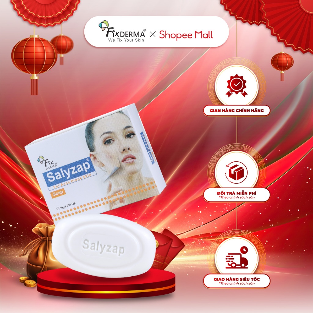 (DATE T2/2027) Xà Phòng Giúp Giảm Mụn FIXDERMA Salyzap Soap 75g Làm Sạch, Giảm Thâm Mụn - Hùng Lợi