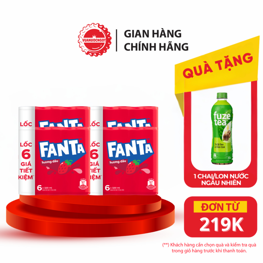 Lốc 24 Lon Nước Giải Khát Có Gas Fanta Hương Dâu 320ml/Lon Sale 25.01 Coca-Cola_SP