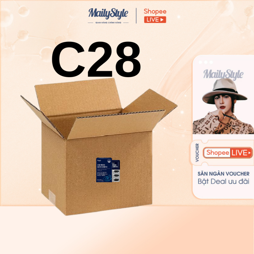 C28_Hộp carton xanh C28 OMG3 bán trên live