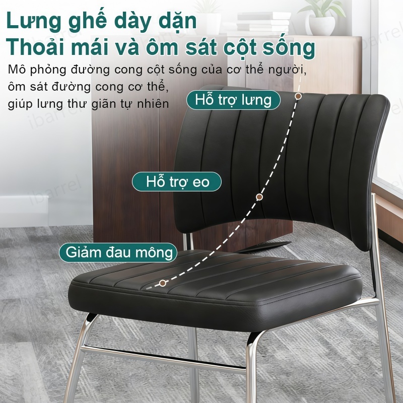 IB Ghế Văn Phòng Chân Quỳ Bọc Da PU Chống Nước Êm Ái Tựa Lưng Êm Khung Thép Gia Cố Chắc Chắn | BigBuy360 - bigbuy360.vn