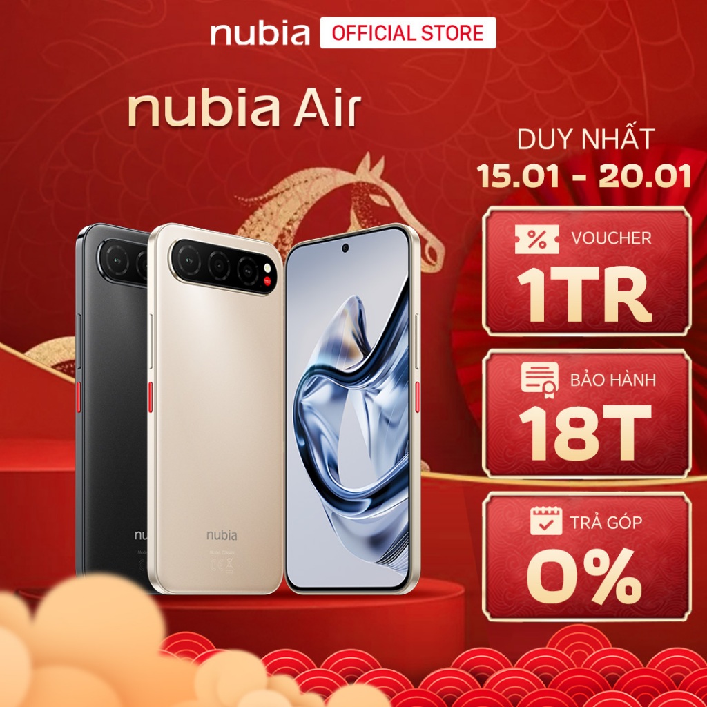 Điện thoại Nubia Air 5G 8GB/256GB I chip Unisoc T8300 I màn AMOLED 4500nits I IP68 & IP69 I Pin 5000
