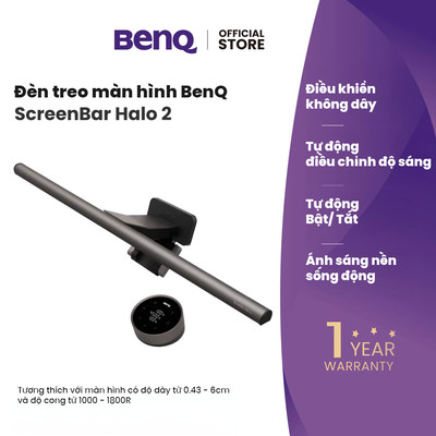 [Mới] Đèn màn hình BenQ ScreenBar Halo 2 _ Điều khiển không dây | Tự động điều chỉnh và tắt mở | Đèn bàn | Đèn nền