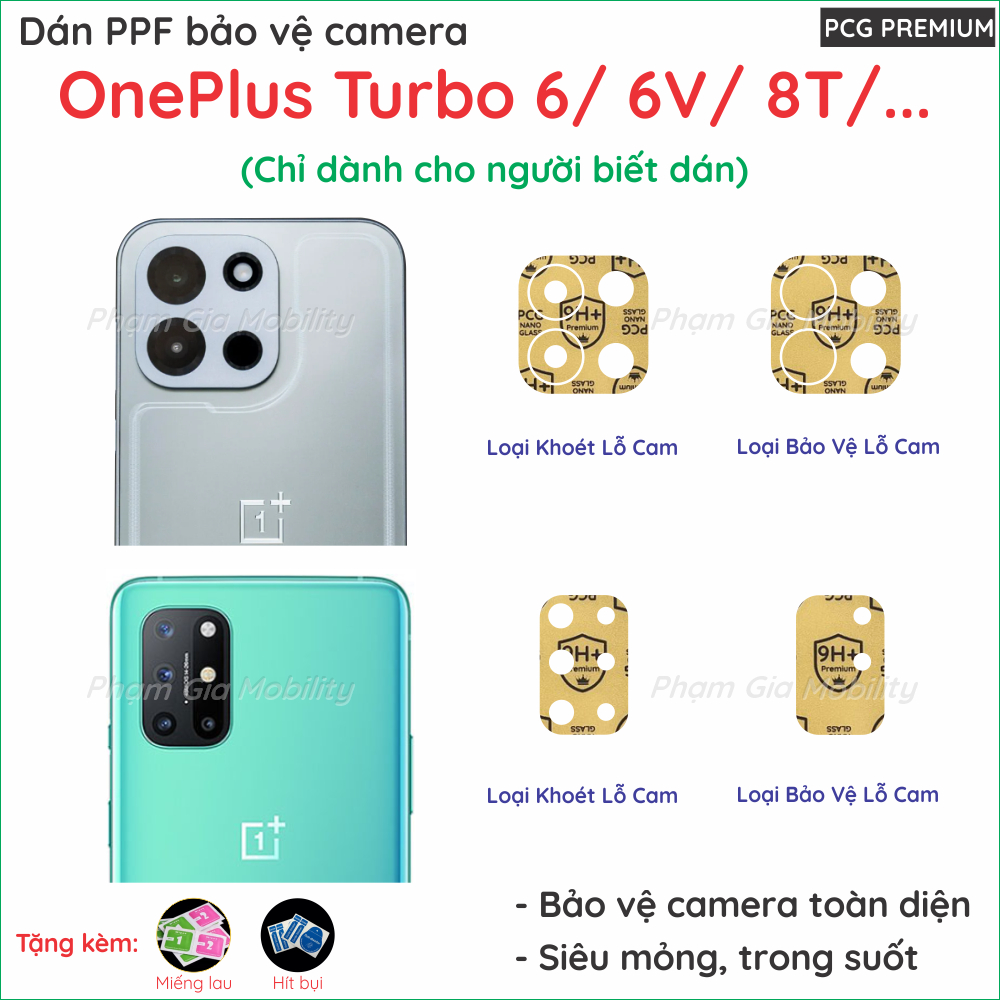 [Mua 1 tặng 1] Dán cường lực bảo vệ camera dành cho Oneplus 1+ Turbo 6 6V V 8T loại nano chống bể, PPF chống trầy