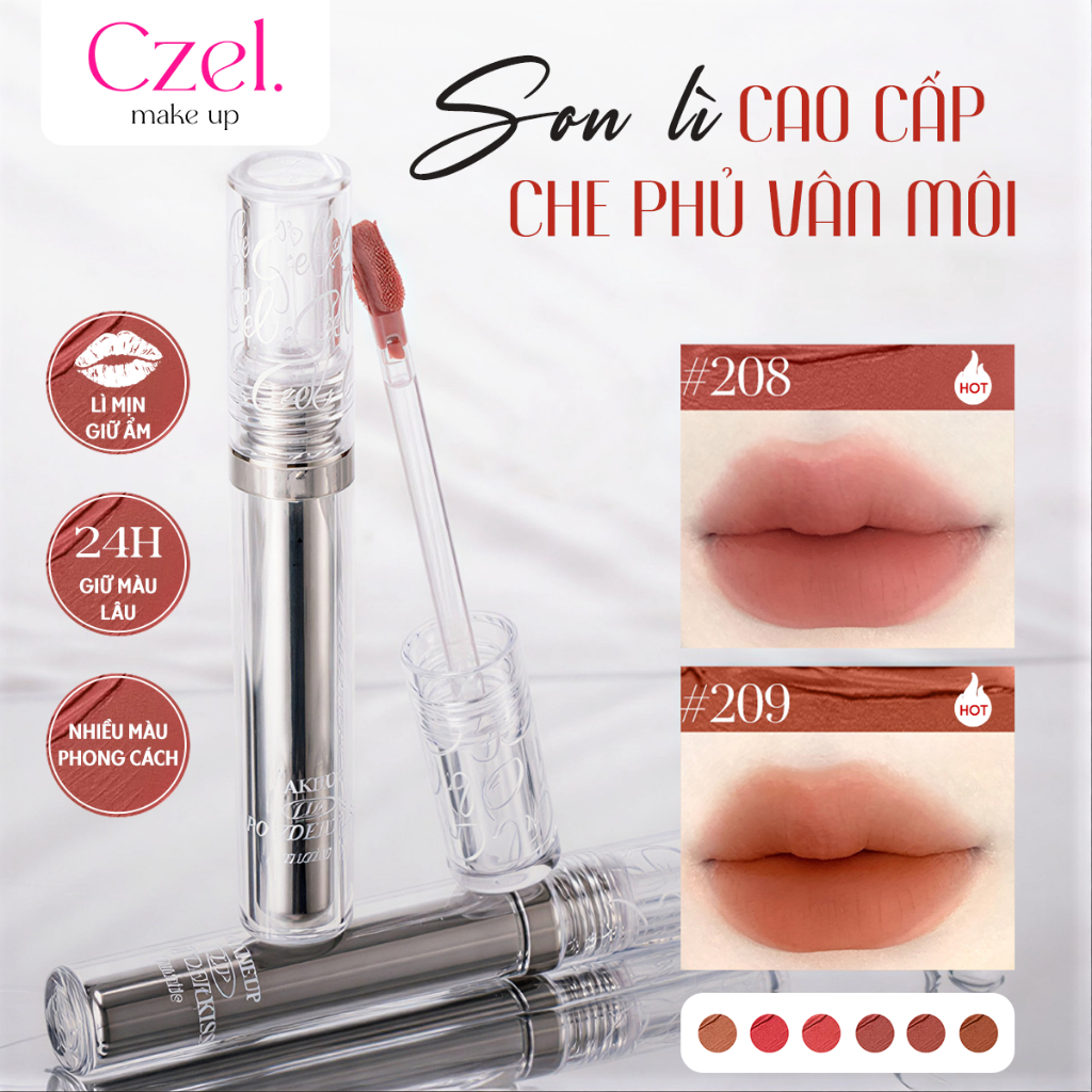 [CHÍNH HÃNG CZEL] Son Bùn Czel Lì Mịn Dễ Thoa Tán Lên Màu Chuẩn Lâu Trôi