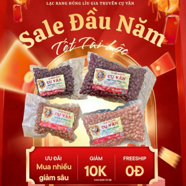 Lạc Rang Húng Lìu Cụ Vân ( chính hiệu ) - Lạc đỏ rang húng lìu 500g – Đậm vị húng lìu cổ truyền,đồ ă