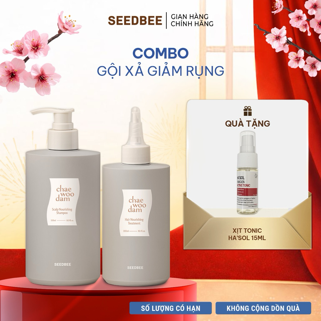 [SEEDBEE] Combo Gội Xả Ngăn Rụng Tóc, Dưỡng Tóc Suôn Mượt Chắc Khoẻ Từ Gốc Đến Ngọn (Dầu Gội Ghi Xám