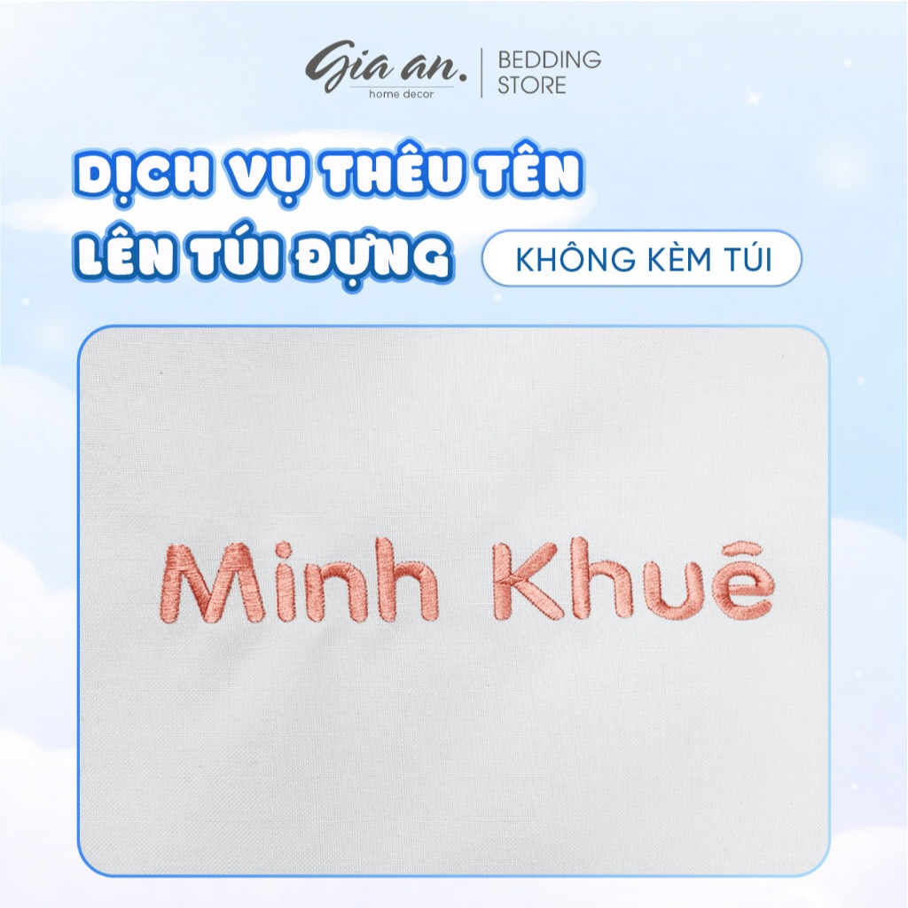 Dịch vụ thêu tên lên túi đựng (không kèm túi) chăn gối đi học GIA AN HOME DECOR