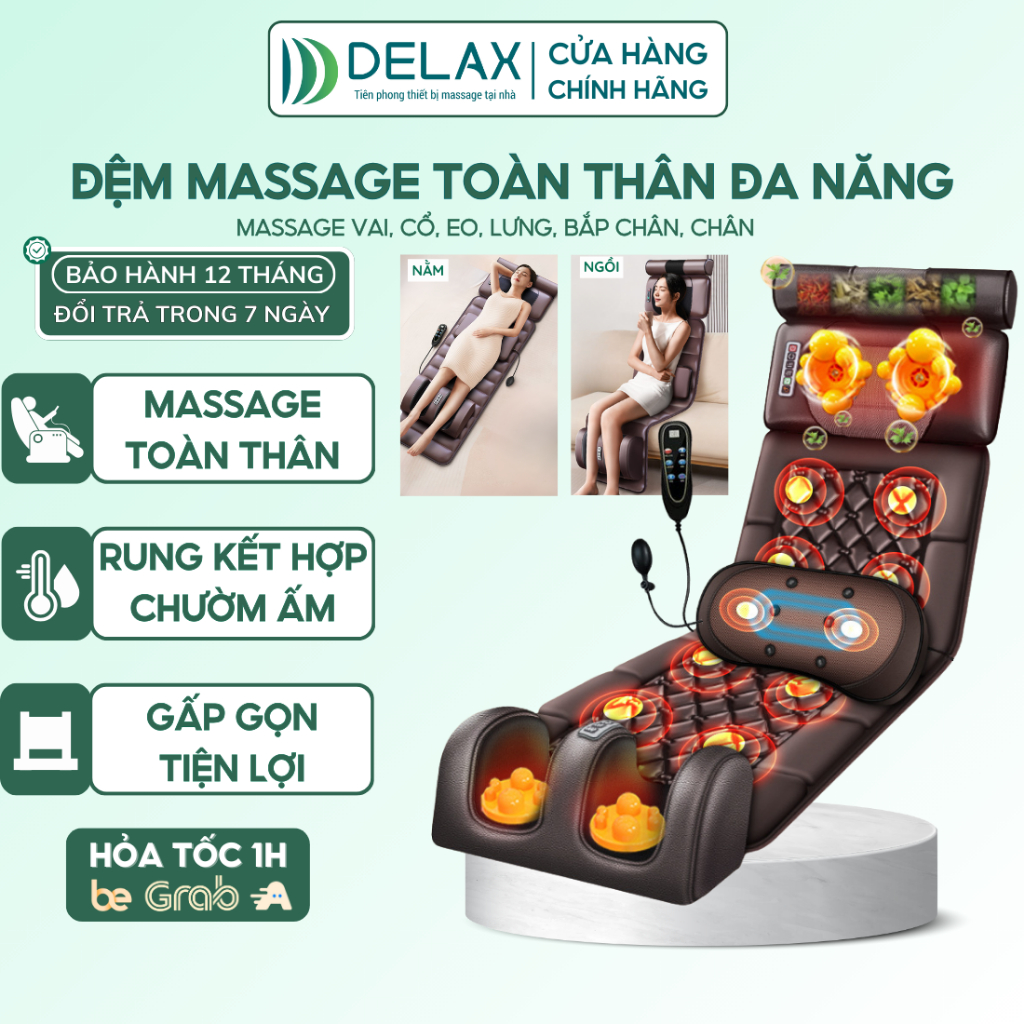 Đệm Massage Toàn Thân Đa Năng DELAX - Massage Vai, Cổ, Eo, Lưng, Bắp Chân, Chân Và Gối Massage TMS01