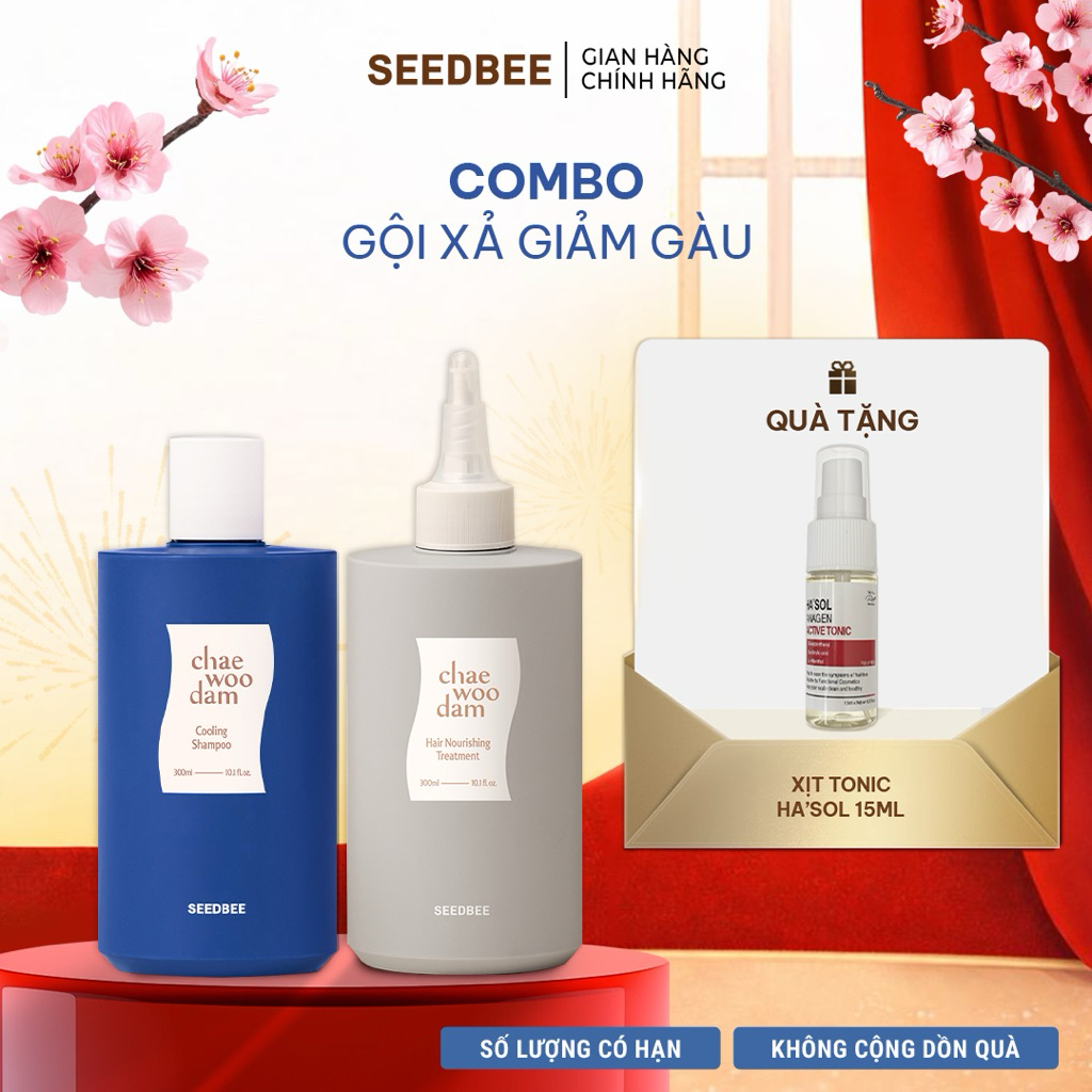 [SEEDBEE] Combo Gội Xả Giảm Gàu Ngứa, Dưỡng Tóc Mềm Mượt Chae Woo Dam (Dầu Xanh + Kem ủ)