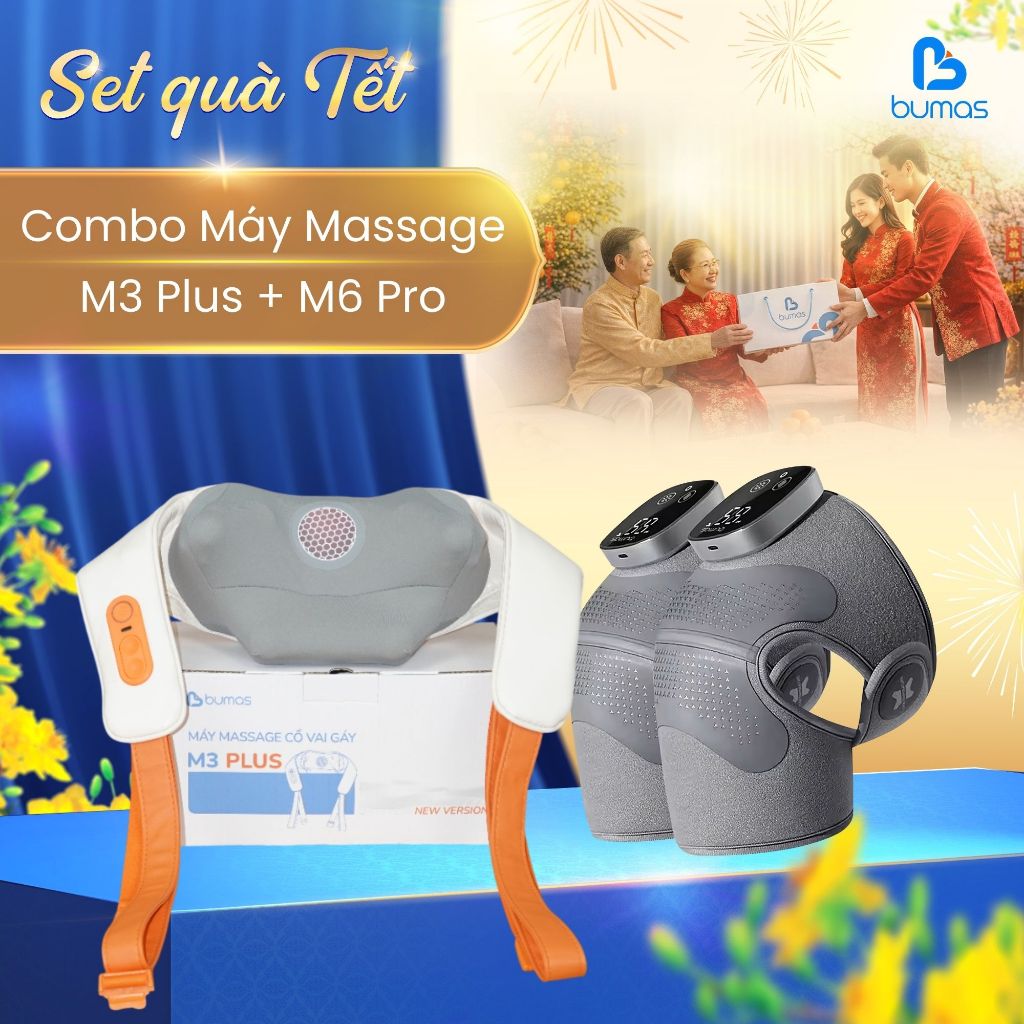 Set Quà Tết Combo Máy Massage Cổ Vai Gáy BUMAS M3 PLUS + Máy Massage Đầu Gối BUMAS M6 Pro