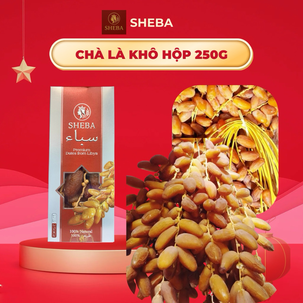 [SHEBA] Chà Là Khô Libya Hộp 250G – Loại Deglet Nour Dẻo Tự Nhiên, Ngọt Thanh – Nhập Khẩu Trực Tiếp