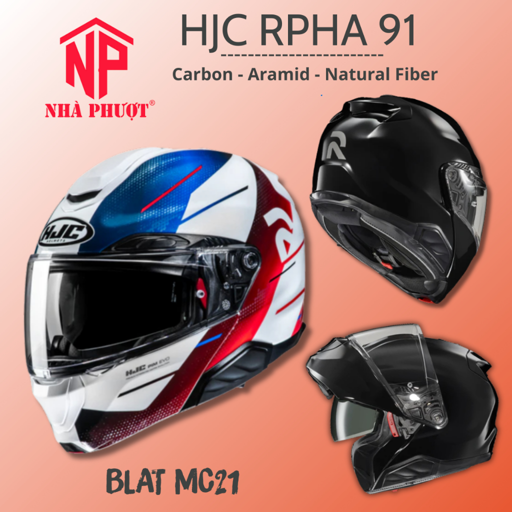 Mũ bảo hiểm fullface lật cầm HJC RPHA 91 BLAT MC21