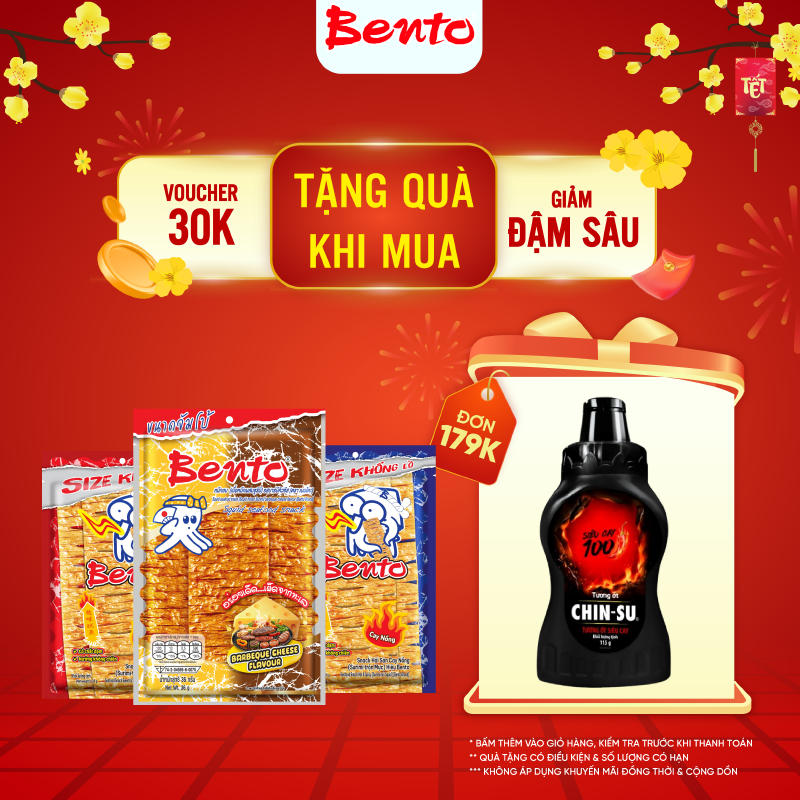 (QUÀ TẶNG ĐƠN 179K) Combo 3 Gói Siêu Khổng Lồ Bento Mực Thái Lan Snack Ăn Vặt Văn Phòng Vị Cay