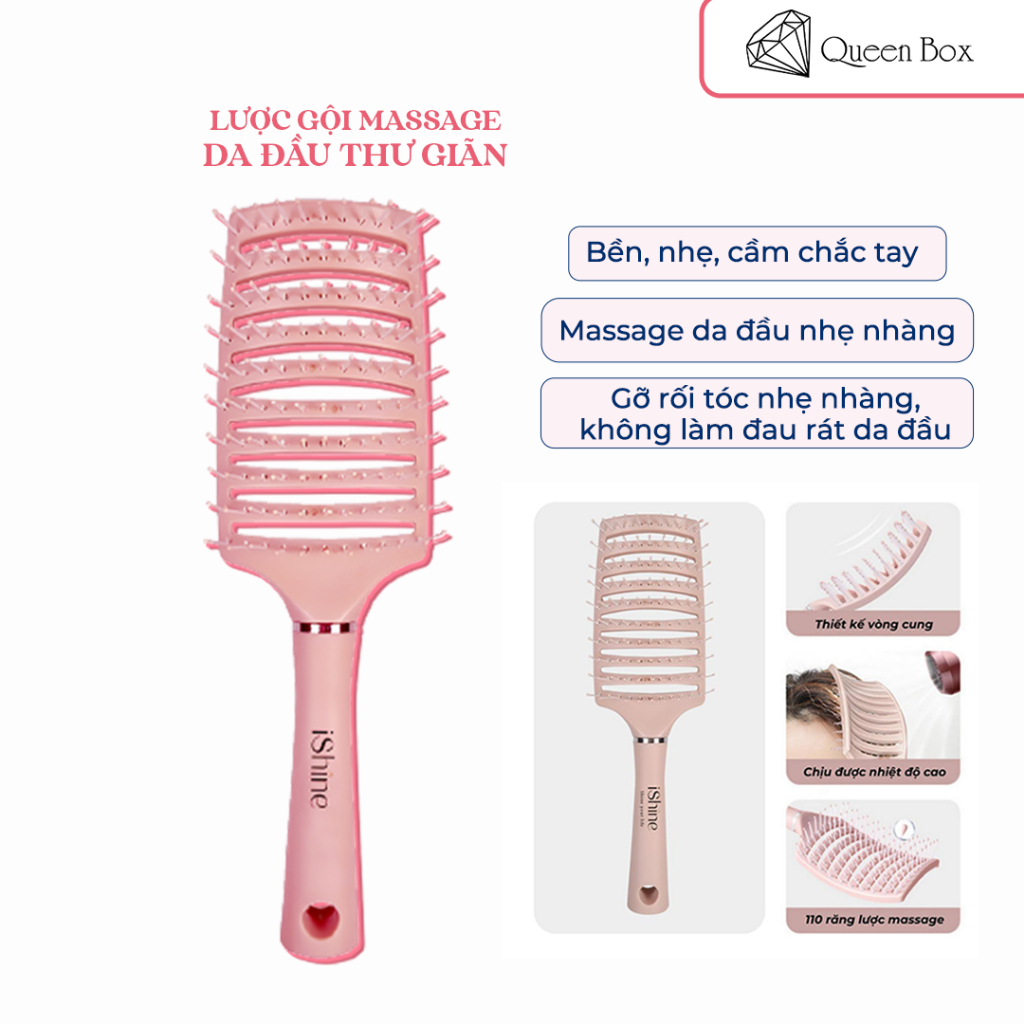 [ISHINE] Lược hồng gỡ rối, chải phồng tóc IShine