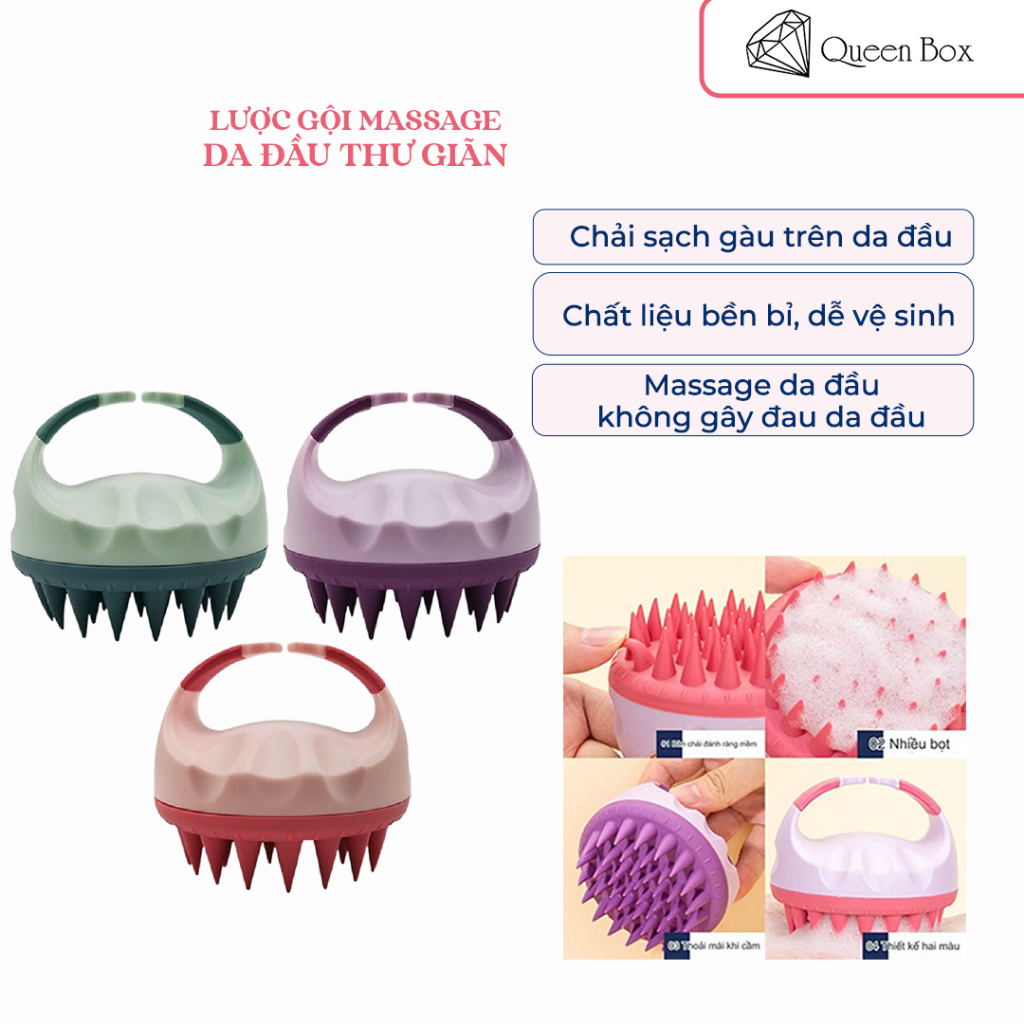 Lược Gội Đầu Cao Cấp Silicone iShine Massage Đầu Giảm Stress, Ngừa Rụng Tóc IS05