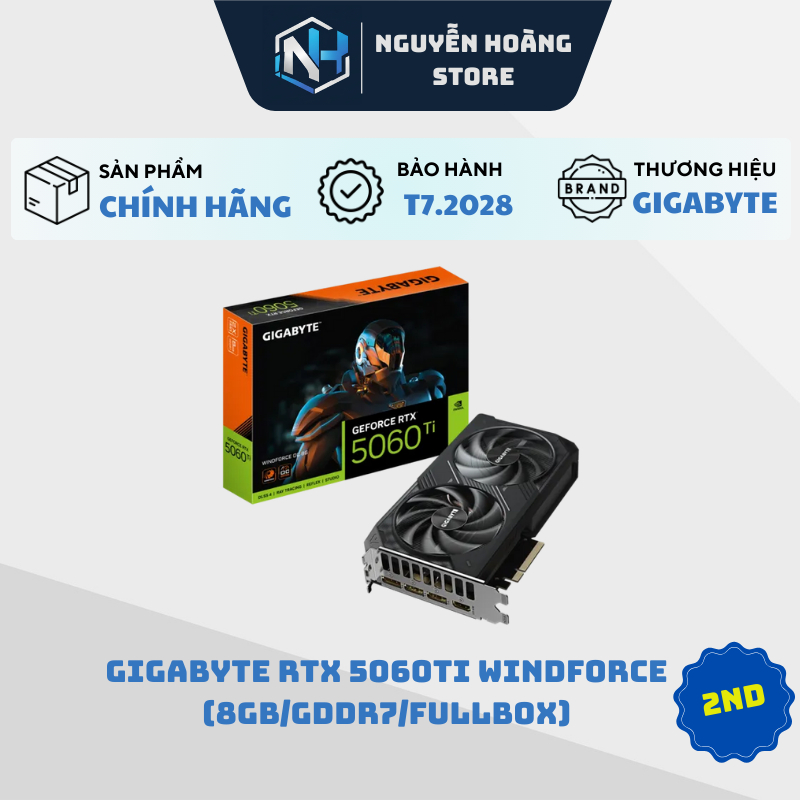 VGA card màn hình GIGABYTE RTX 5060ti WINDFORCE 8GB 2ND
