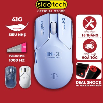 Chuột gaming không dây FPS SIDOTECH INX-SE siêu nhẹ pin sạc bluetooth 3 mode chuyên game cao cấp