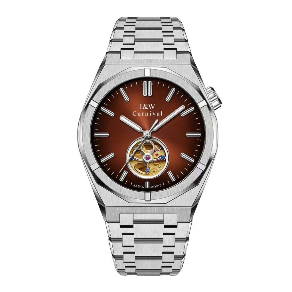 Đồng hồ nam chính hãng I&W Carnival IW55883 IW55883G 55883 55883G  máy lộ cơ mặt kính sapphire