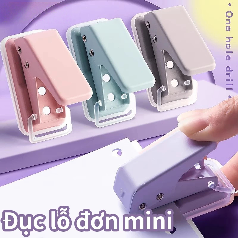 miralife Dập lỗ mini màu macaroon, dùng để đục lỗ giấy sổ bìa rời, phụ kiện văn phòng dụng cụ thủ công