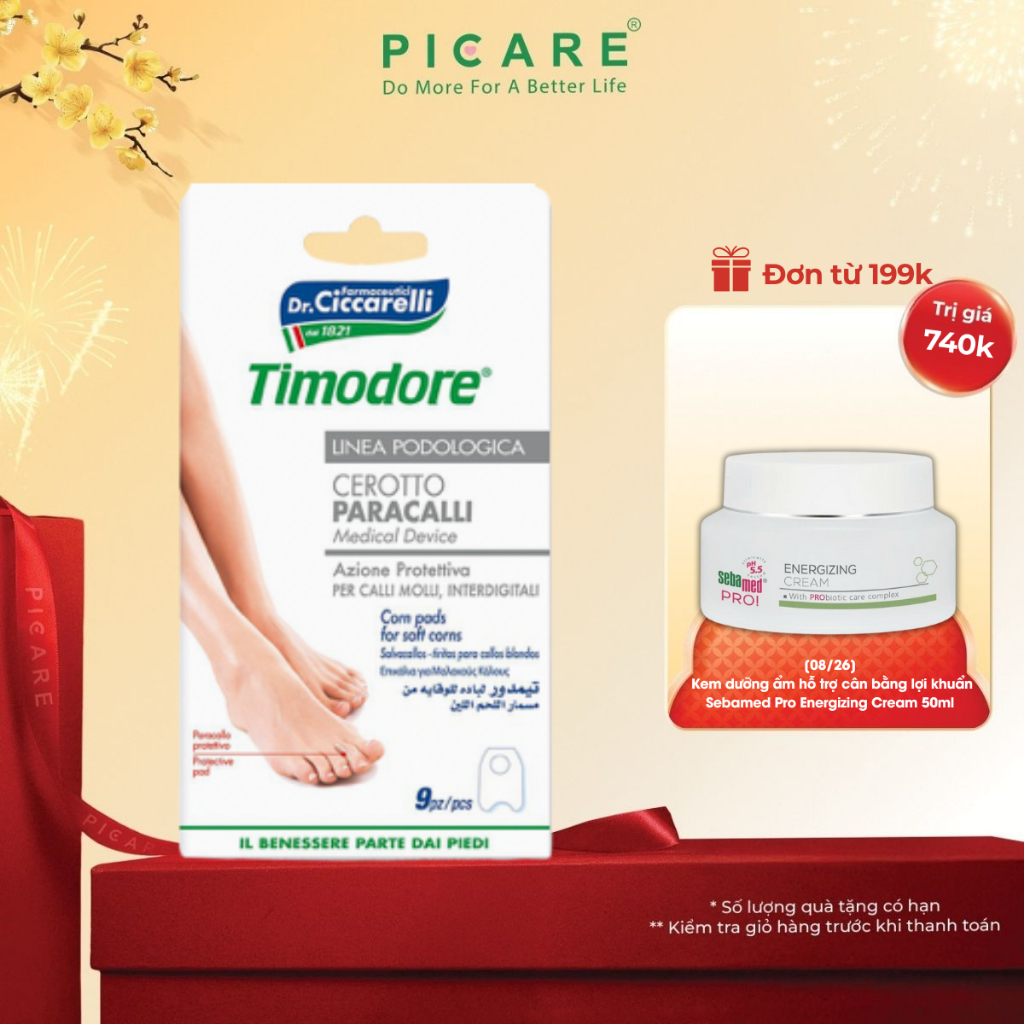 Miếng dán đệm hỗ trợ mụn cóc 9 miếng/gói Dr Ciccarelli Timodore Corn Pads Plasters For Hard Corns 9 