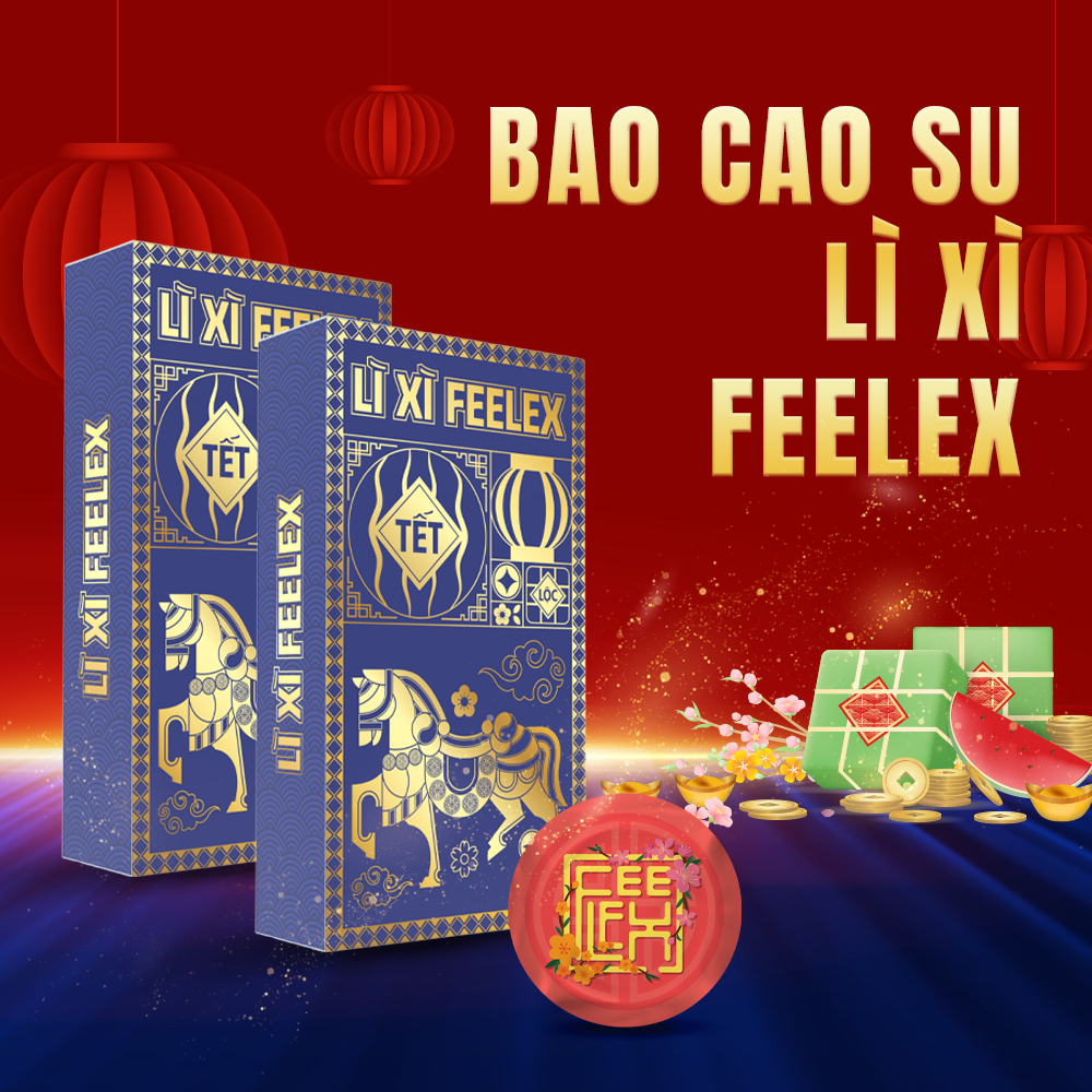 Bao Cao Su Feelex Lì Xì Siêu Mỏng, Nhiều Gel, Cảm Giác Chân Thật - Hộp 12 chiếc