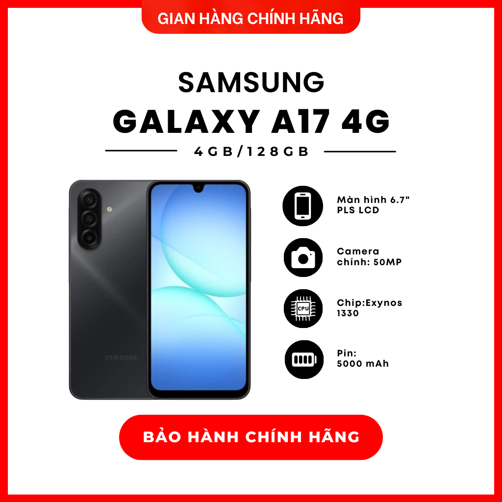 Điện thoại Samsung Galaxy A17 4G 4GB/128GB - Hàng Chính Hãng