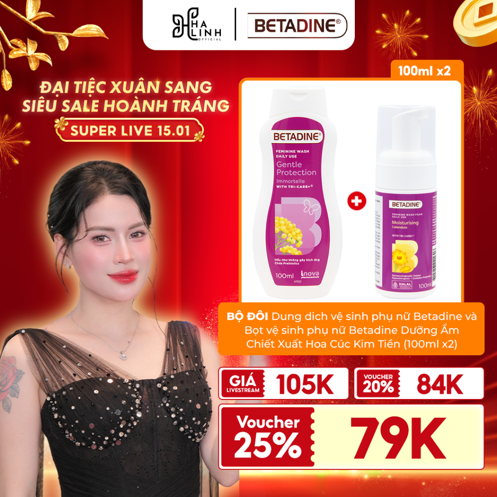 [VHL x BETADINE] Bộ đôi DDVS 100ml và Bọt vệ sinh phụ nữ Betadine 100ml