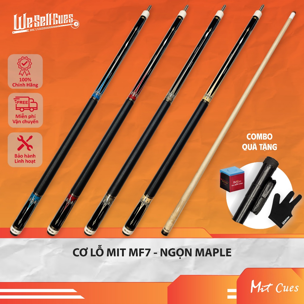 Cơ Bida Lỗ Mit MF7 - Ngọn Hard Maple 13mm - Ren 3/8-10