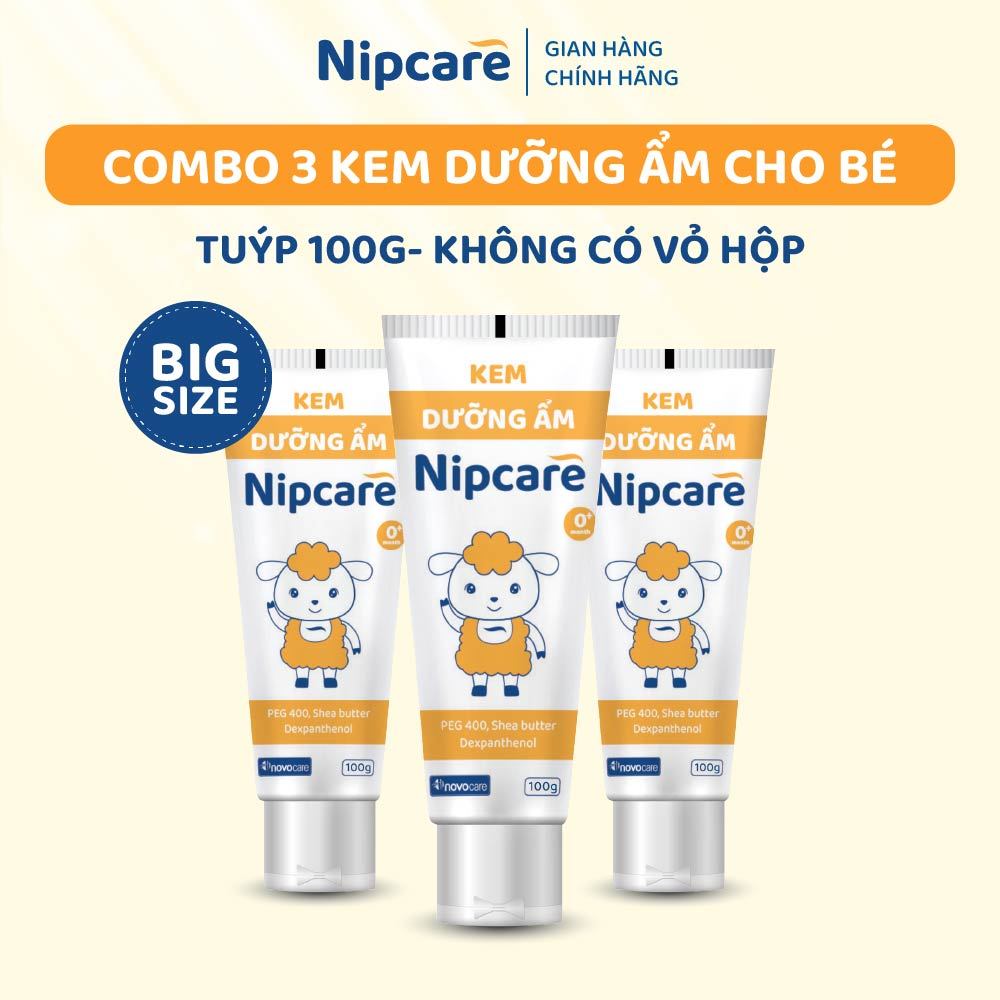Combo 3 Kem dưỡng ẩm Nipcare TUÝP 100G- kem dưỡng ẩm cho bé, làm mềm, làm dịu da Novocare
