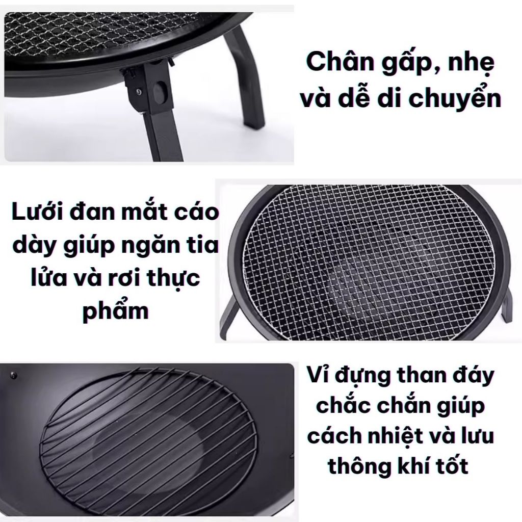 Bếp nướng than hoa size to 55cm AnHome thiết bị sưởi ấm và nướng BBQ 2 trong 1 HH546