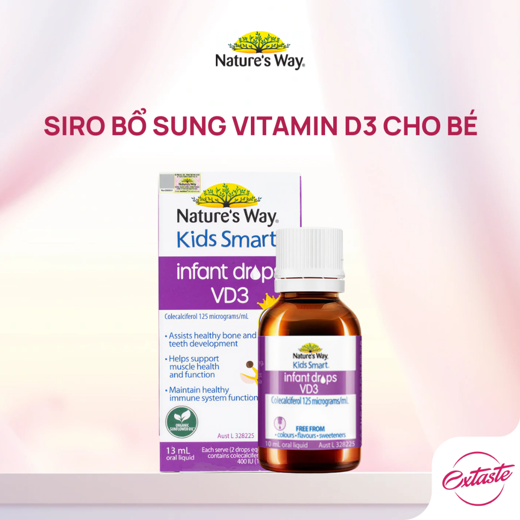 Vitamin D3 ORGANIC Nature’s Way, D3 Thuần Cho Trẻ Sơ Sinh Kids Smart Infant Drops VD3 - Hộp 13ml