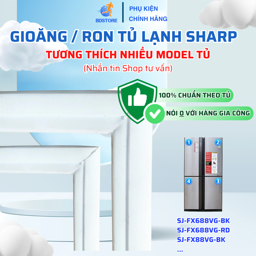 Gioăng Tủ Lạnh SHARP SJ-FX688VG-BK SJ-FX688VG-RD SJ-FX88VG-BK... (Nhắn Tin Shop Tư Vấn Model)