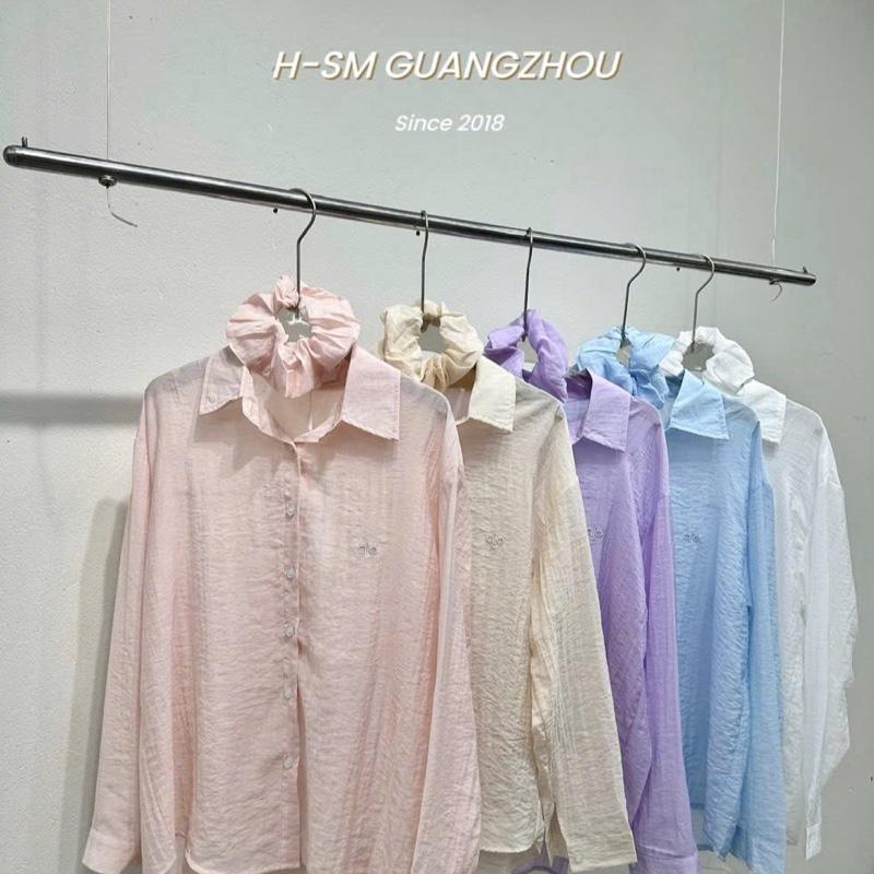 [Tặng Chun Tóc + Bra Trắng] Áo Sơ Mi Voan Tơ Hàng QC Tặng Kèm Chun Tóc Dáng Dài Chất Tơ Mềm Mỏng Mix