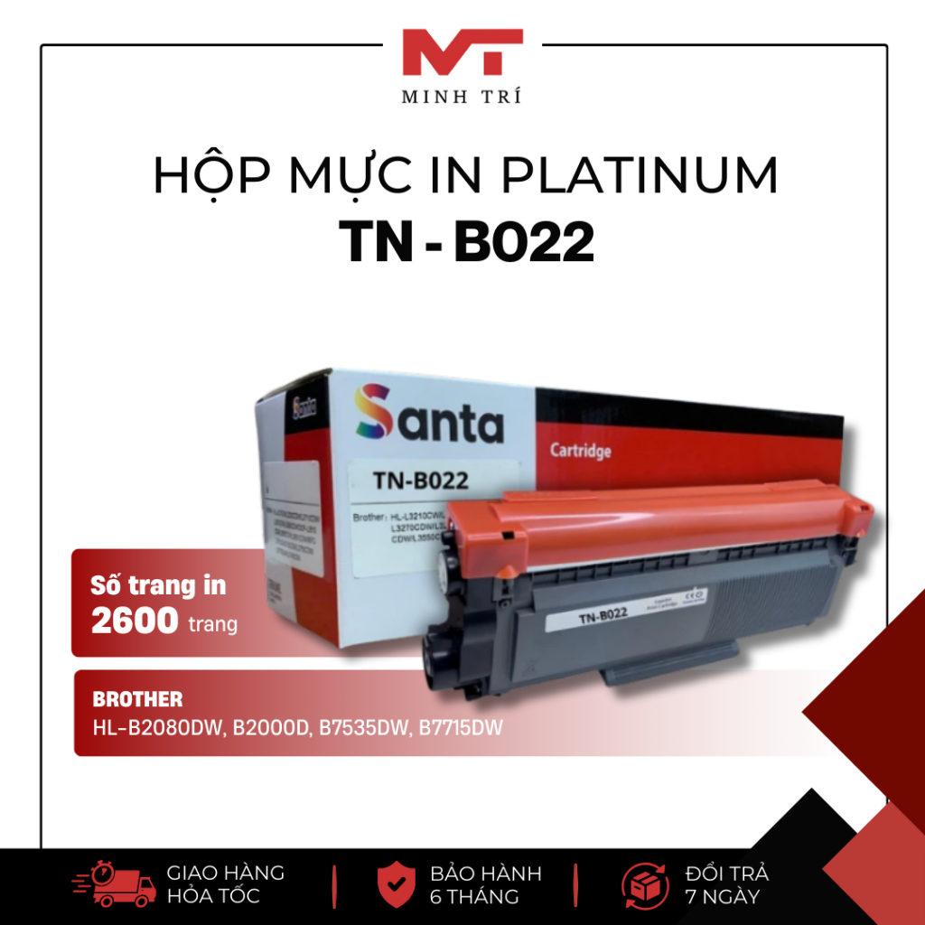 Hộp mực Brother TN-B022 dùng cho máy in Brother HL-B2000D/B2082DW/DCP-B7535DW