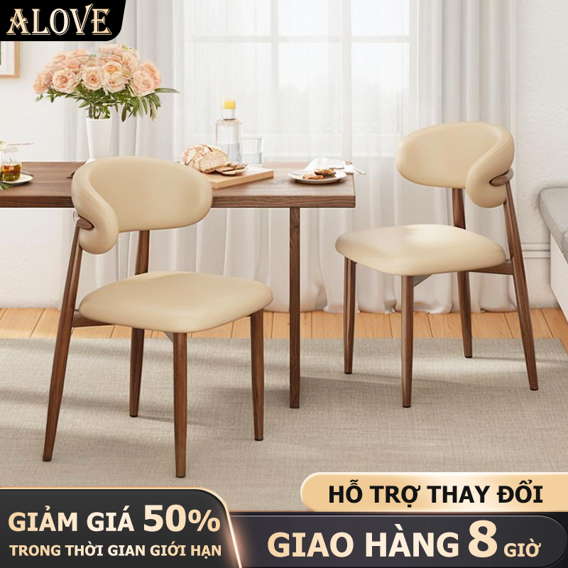 ALOVE Ghế ăn phong cách Bắc Âu hiện đại tựa lưng êm ái chân sắt chắc chắn đệm ngồi dày | BigBuy360 - bigbuy360.vn