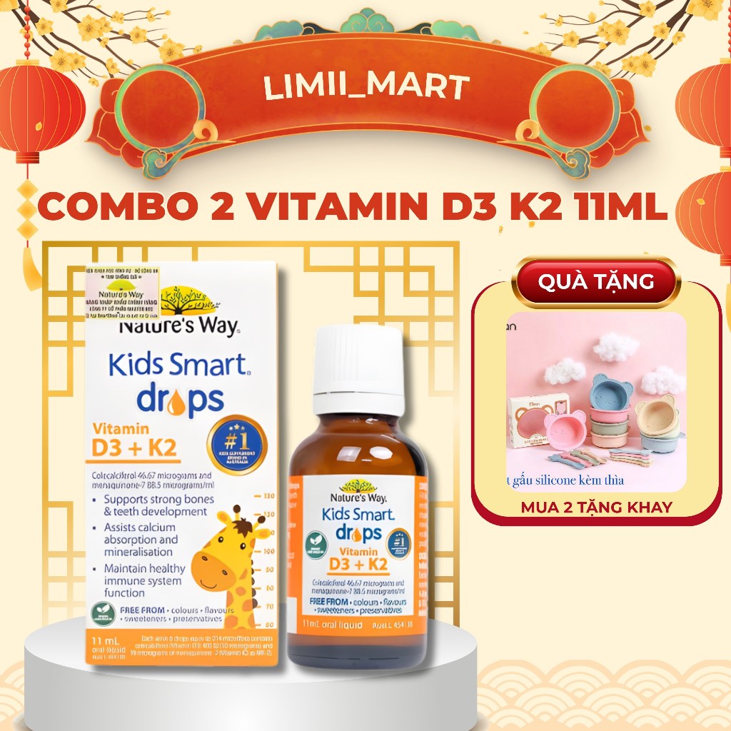 Vitamin D3k2 Organic Nature's Way, D3K2 Cho Trẻ Sơ Sinh Với Thành Phần Hoa Hướng Dương Organic Hộp 1