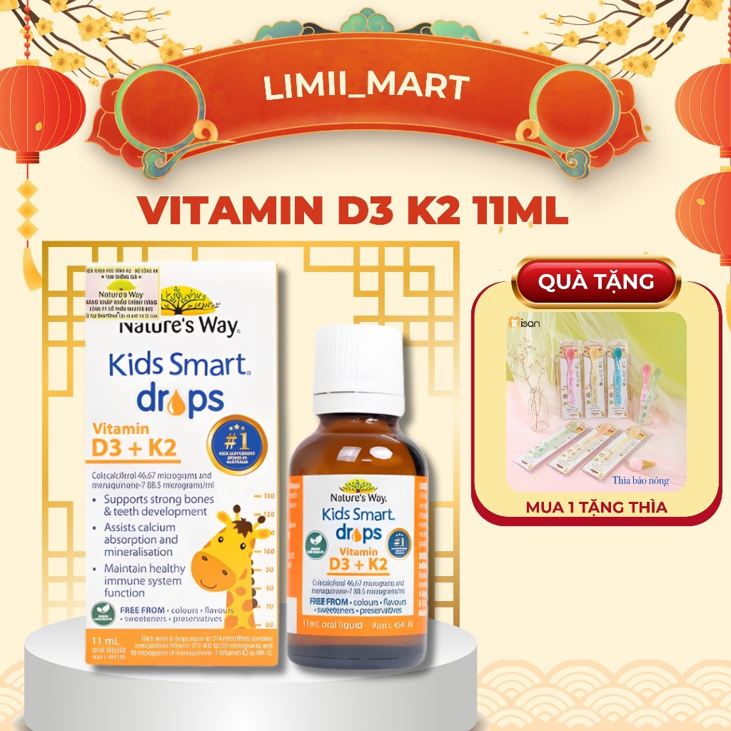 Vitamin D3k2 Organic Nature's Way, D3K2 Cho Trẻ Sơ Sinh Với Thành Phần Hoa Hướng Dương Organic Hộp 1