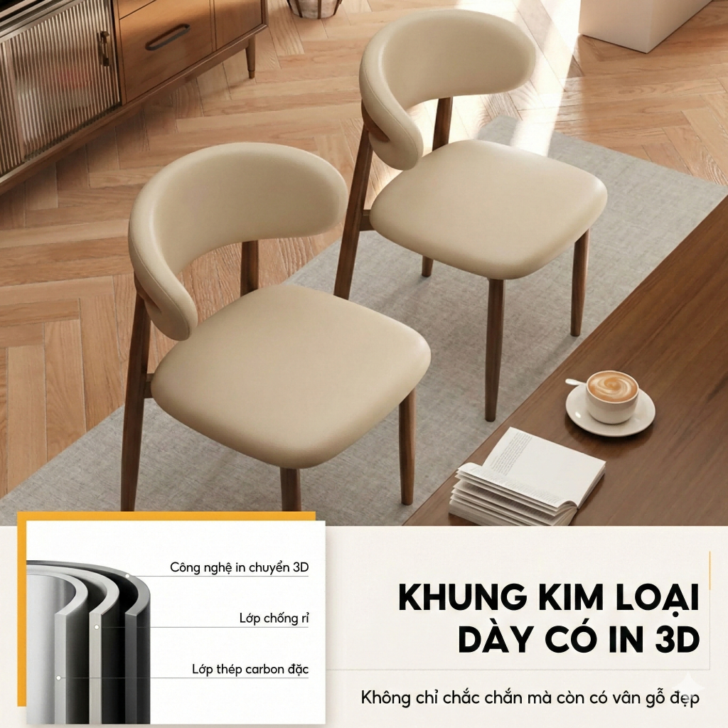ALOVE Ghế ăn phong cách Bắc Âu hiện đại tựa lưng êm ái chân sắt chắc chắn đệm ngồi dày | BigBuy360 - bigbuy360.vn