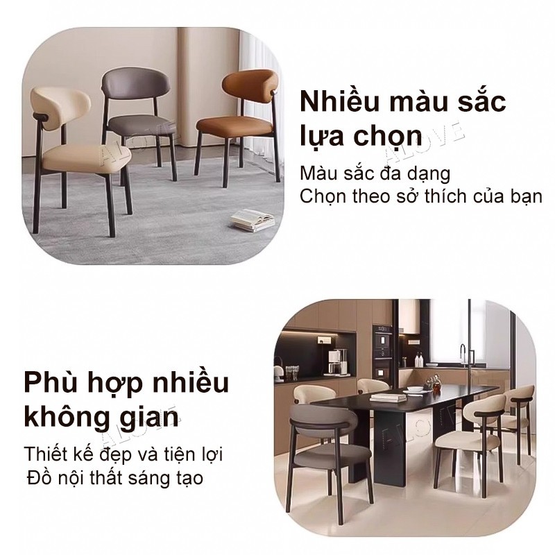 ALOVE Ghế ăn phong cách Bắc Âu hiện đại tựa lưng êm ái chân sắt chắc chắn đệm ngồi dày | BigBuy360 - bigbuy360.vn