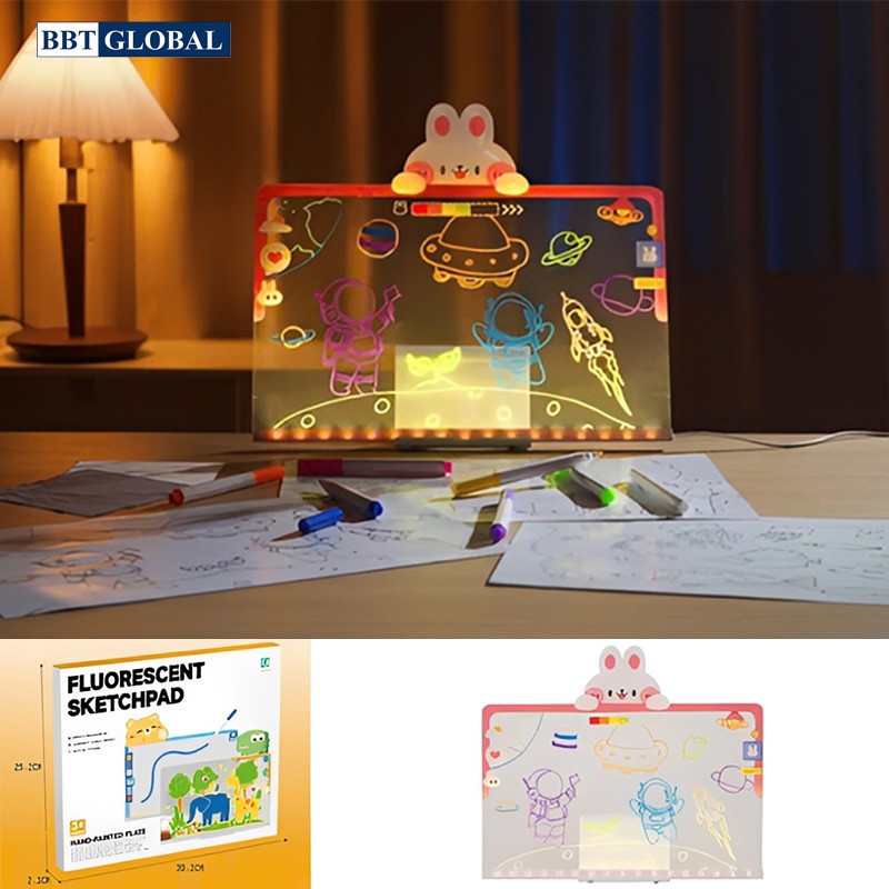 Bảng viết vẽ acrylic 2 mặt trong suốt xóa được có đèn LED D6601 BBTGLOBAL