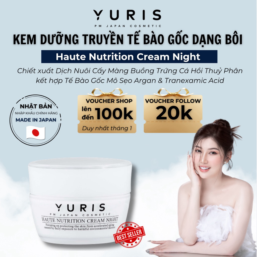 Kem Dưỡng Truyền Tế Bào Gốc Nhật Bản Yuris Giúp Da Săn Chắc, Giảm Nếp Nhăn, Căng Bóng Sáng Mịn 30g