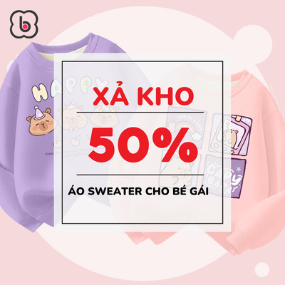 XẢ KHO Áo nỉ cho bé gái BabyloveGO áo sweater cho bé in hình dễ thương đáng yêu