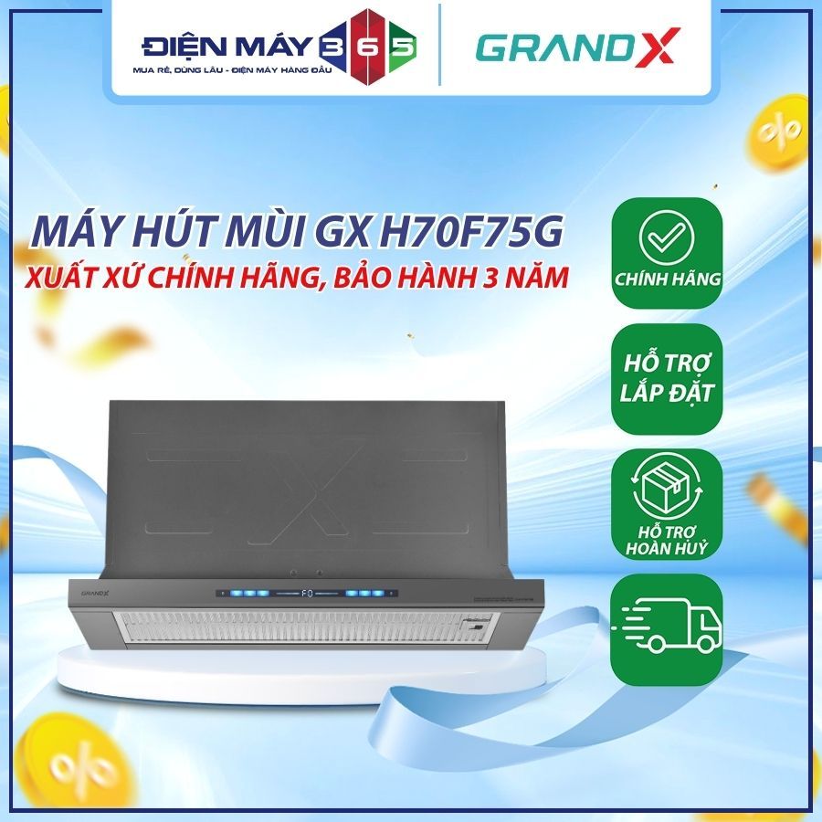 Máy Hút Mùi Âm Tủ GrandX GX H70F75G - Công Suất 90W, Điều Kiểu Bằng Cử Chỉ Lướt Gió