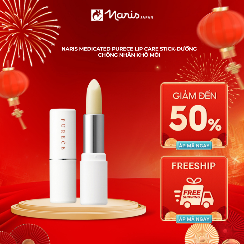 Son dưỡng ẩm chống nhăn Naris Medicated Purece Lip Care Stick 3g