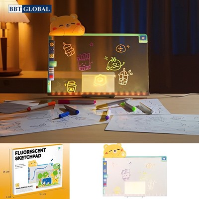 Bảng BBT Global viết vẽ acrylic 2 mặt trong suốt xóa được có đèn LED gấu Pooh D6601/thỏ hồng D6602