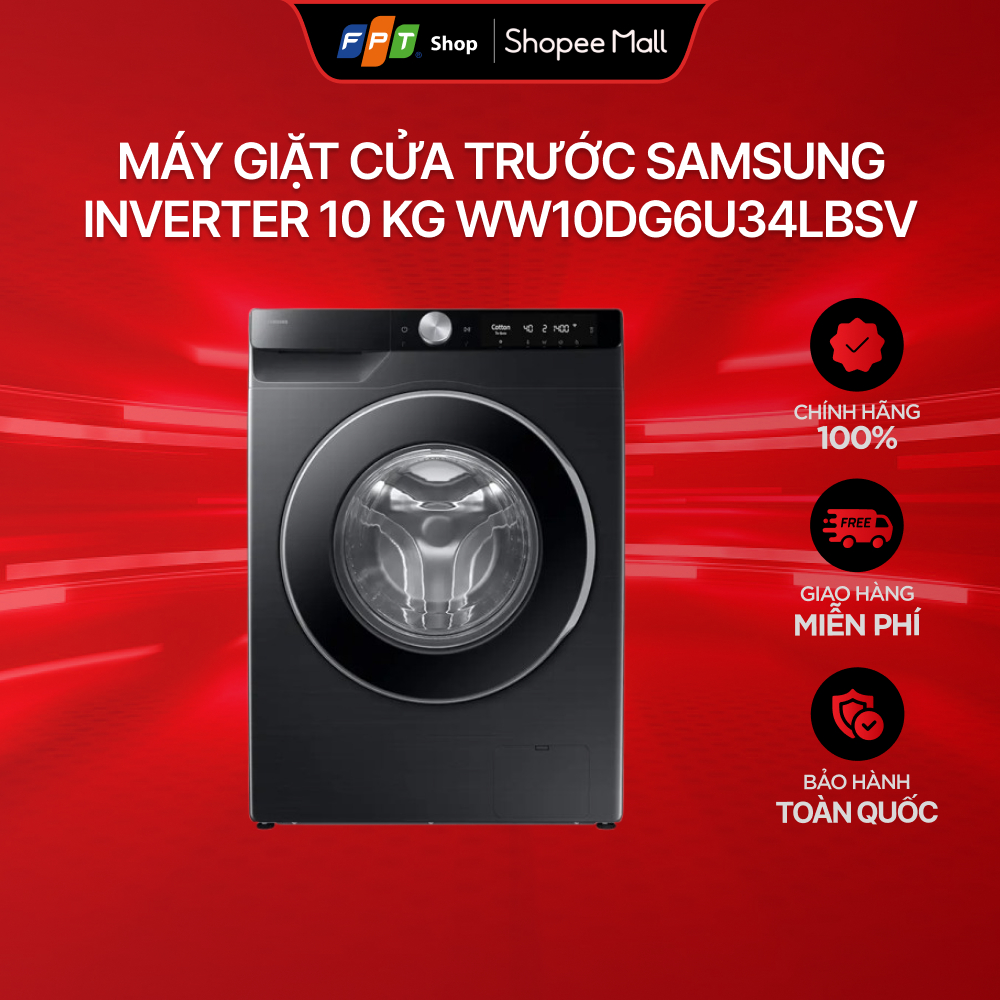 [Chỉ GH tận nơi] Máy giặt cửa trước Samsung Inverter 10 kg WW10DG6U34LBSV